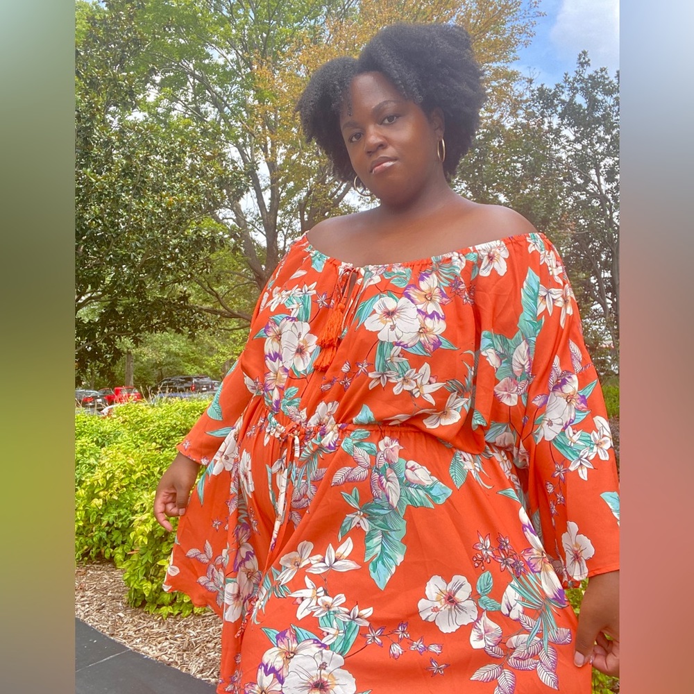 Fashion to Figure 2X Orange Floral Romper